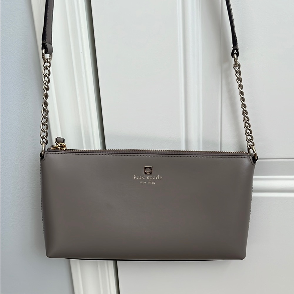 Kate Spade Gray / Light Purple Crossbody Bag with Chain Strap